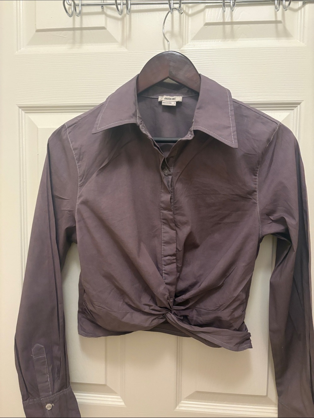 Jason Wu Mauve Button-Front Twist Hem Shirt
A014